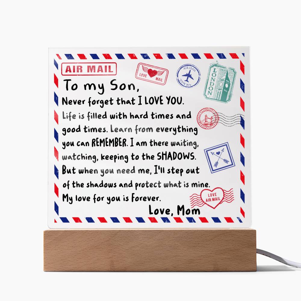 To My Son - Love Mom - Envelope Acrylic Plaque