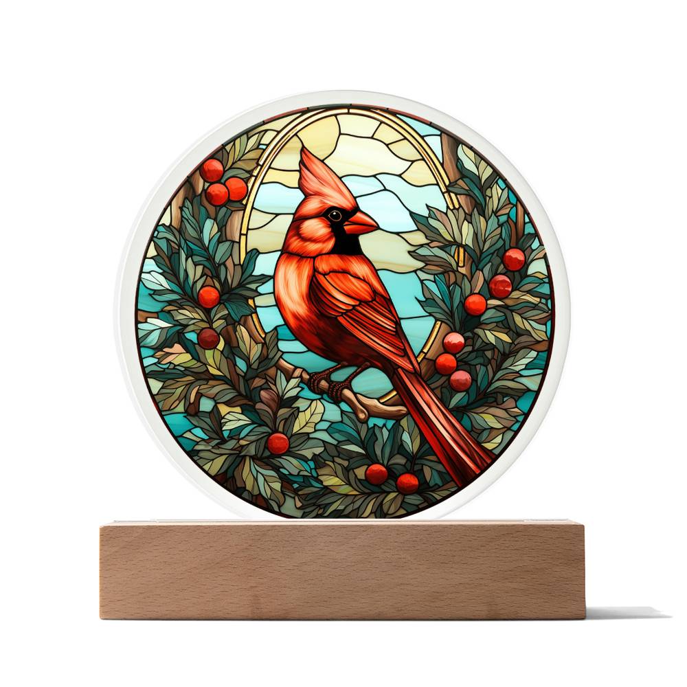 Christmas Cardinal - Acrylic Circle Plaque