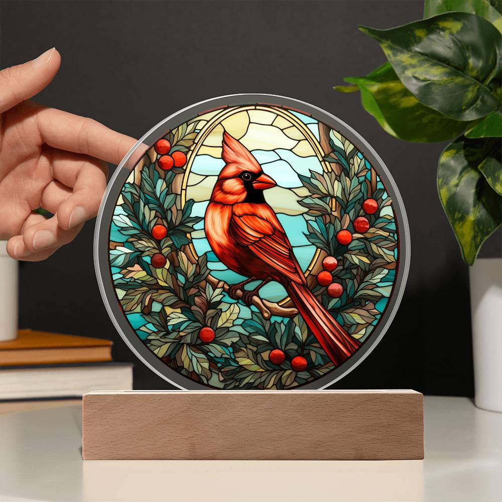 Christmas Cardinal - Acrylic Circle Plaque