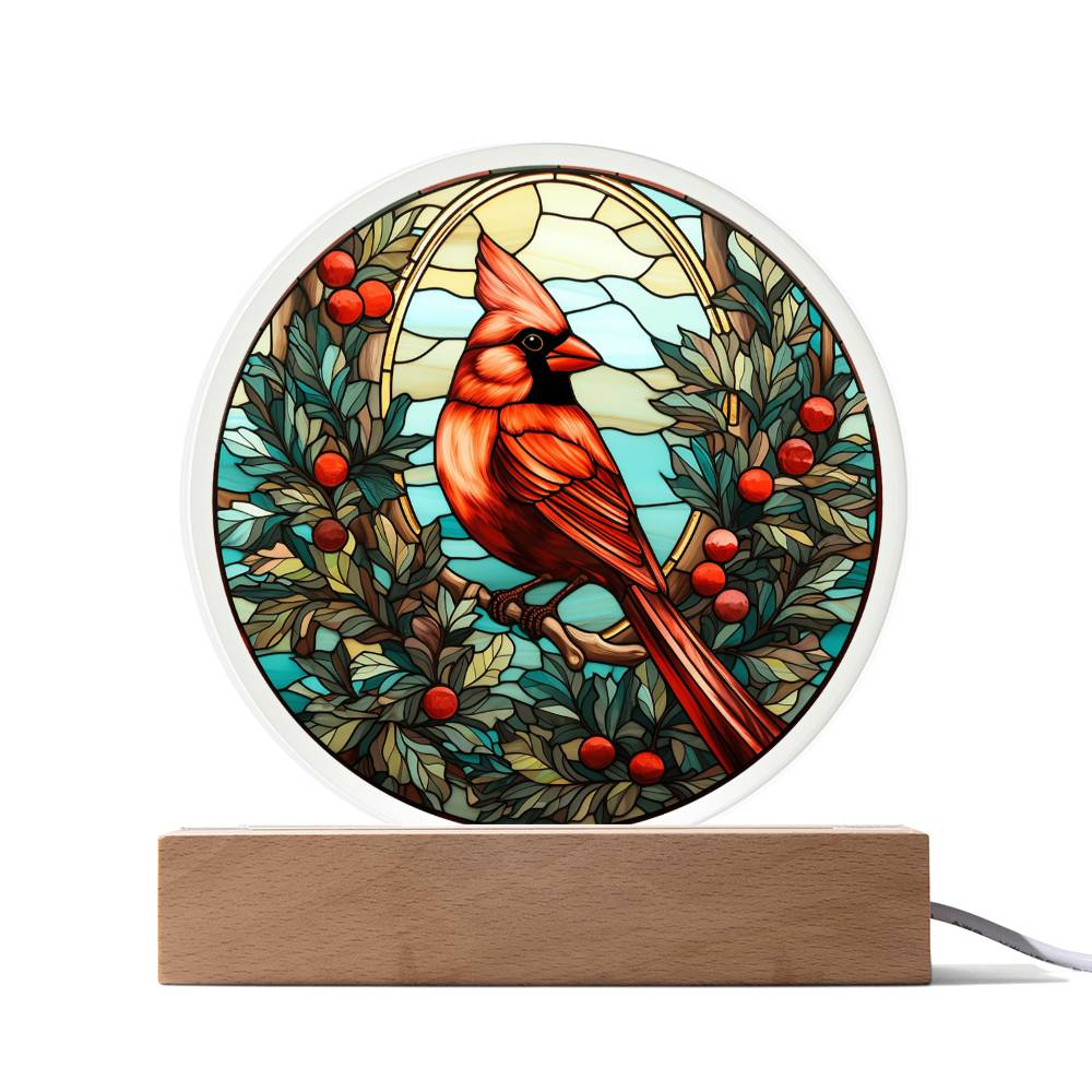 Christmas Cardinal - Acrylic Circle Plaque