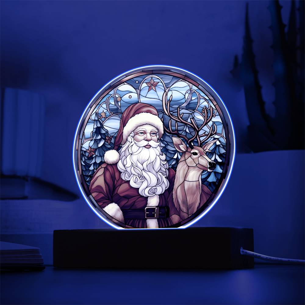 Santa and Reindeer - Acrylic Plaque