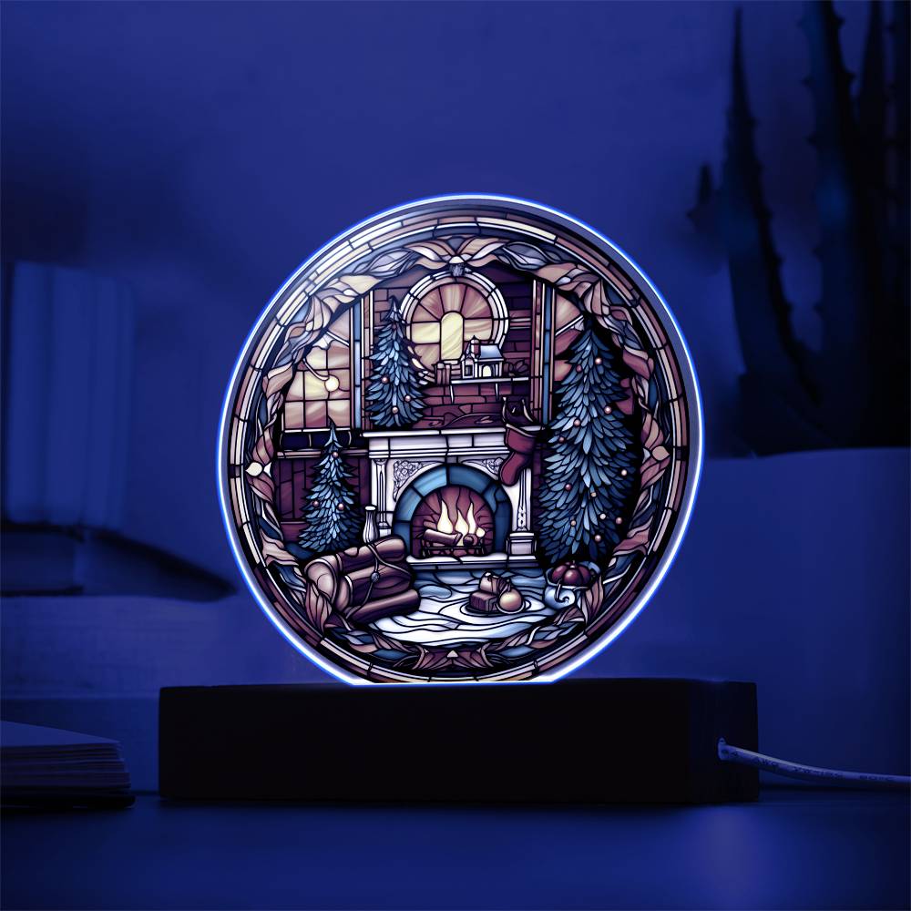 Christmas Fireplace - Acrylic Circle Plaque
