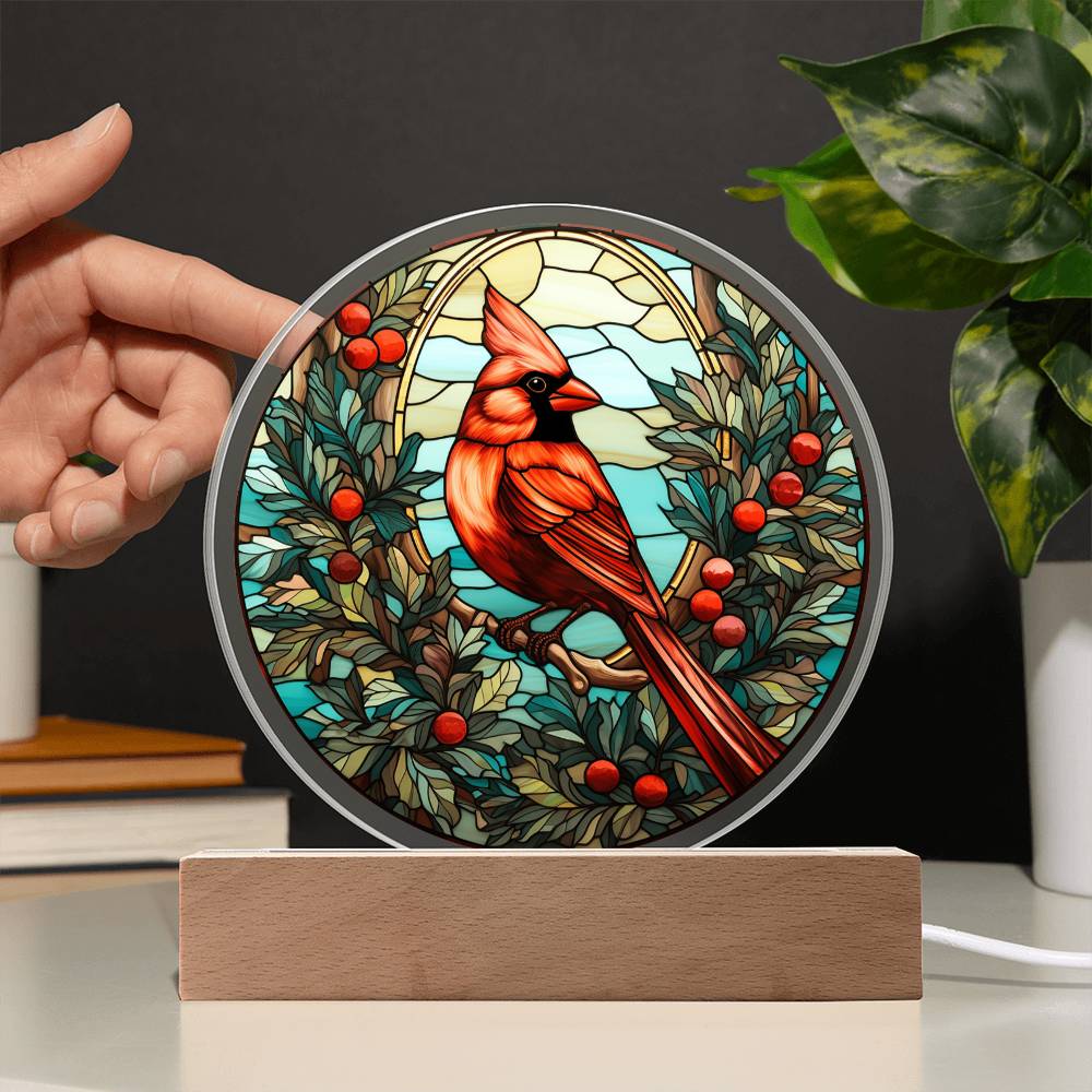 Christmas Cardinal - Acrylic Circle Plaque
