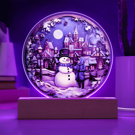 Snowman In Town - Acrylic Plaque