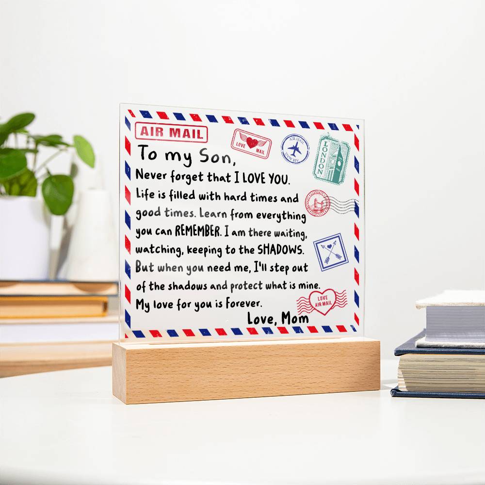 To My Son - Love Mom - Envelope Acrylic Plaque