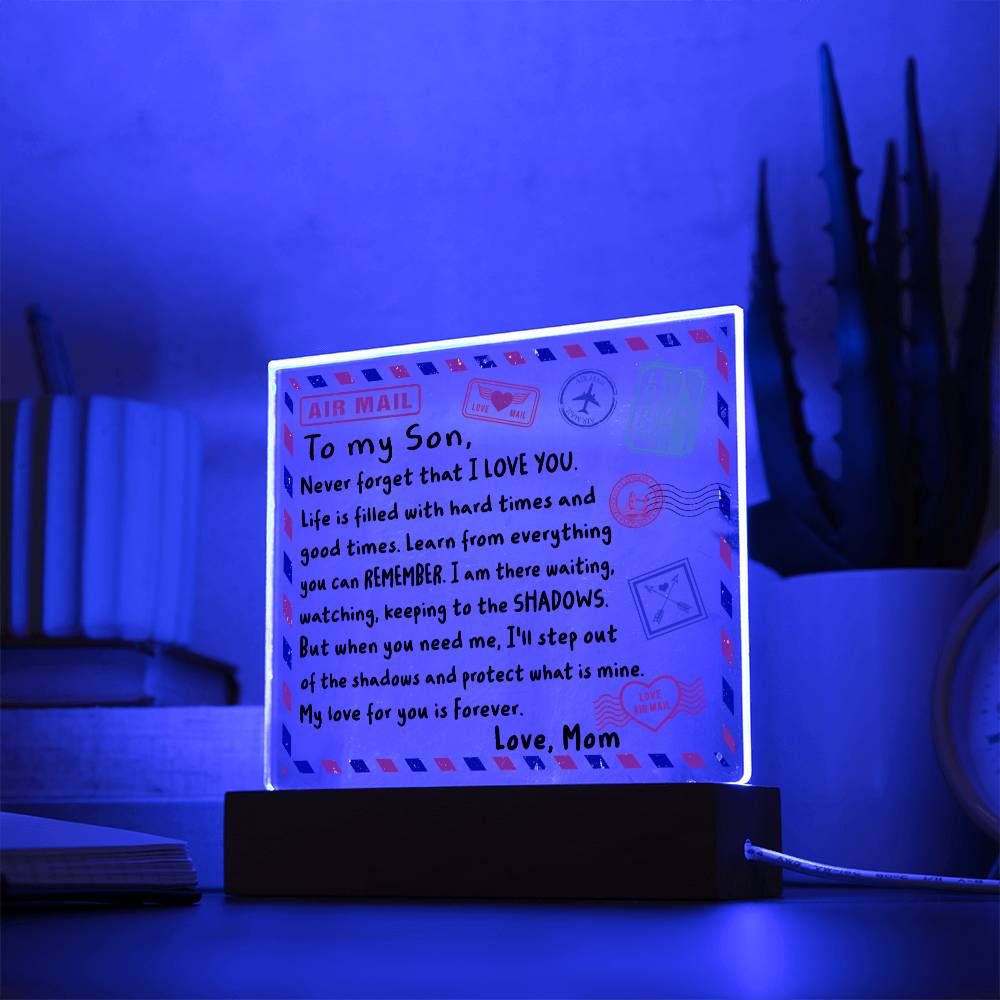 To My Son - Love Mom - Envelope Acrylic Plaque