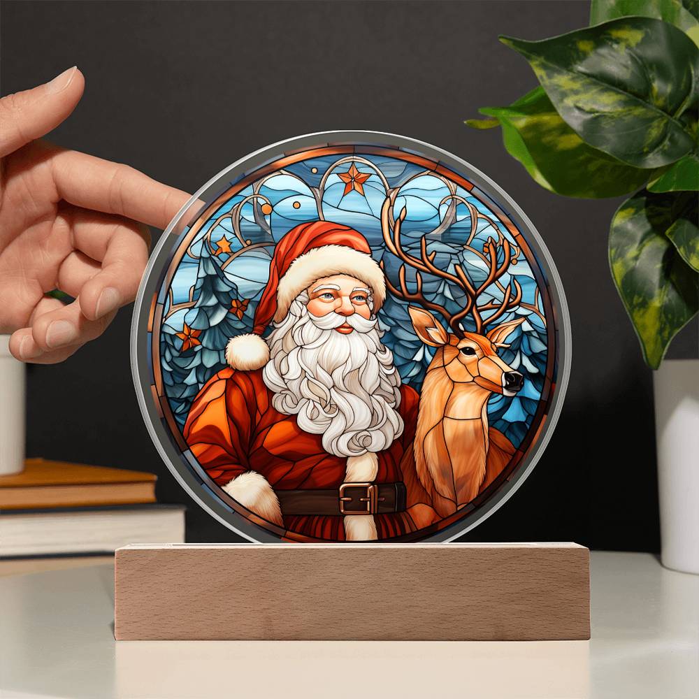 Santa and Reindeer - Acrylic Plaque