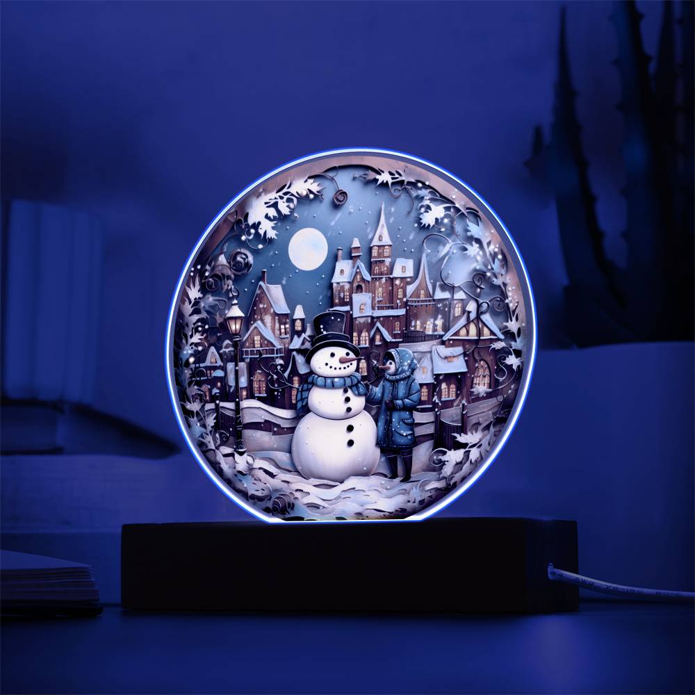 Snowman In Town - Acrylic Plaque