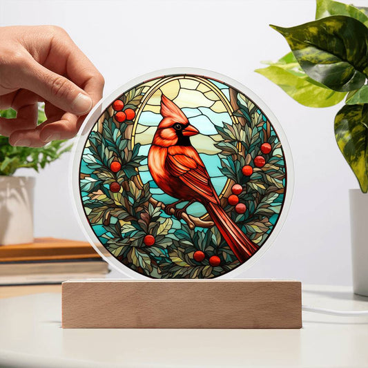 Christmas Cardinal - Acrylic Circle Plaque