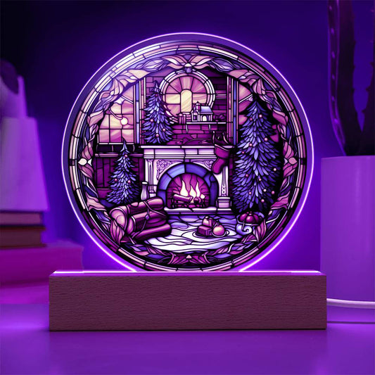 Christmas Fireplace - Acrylic Circle Plaque