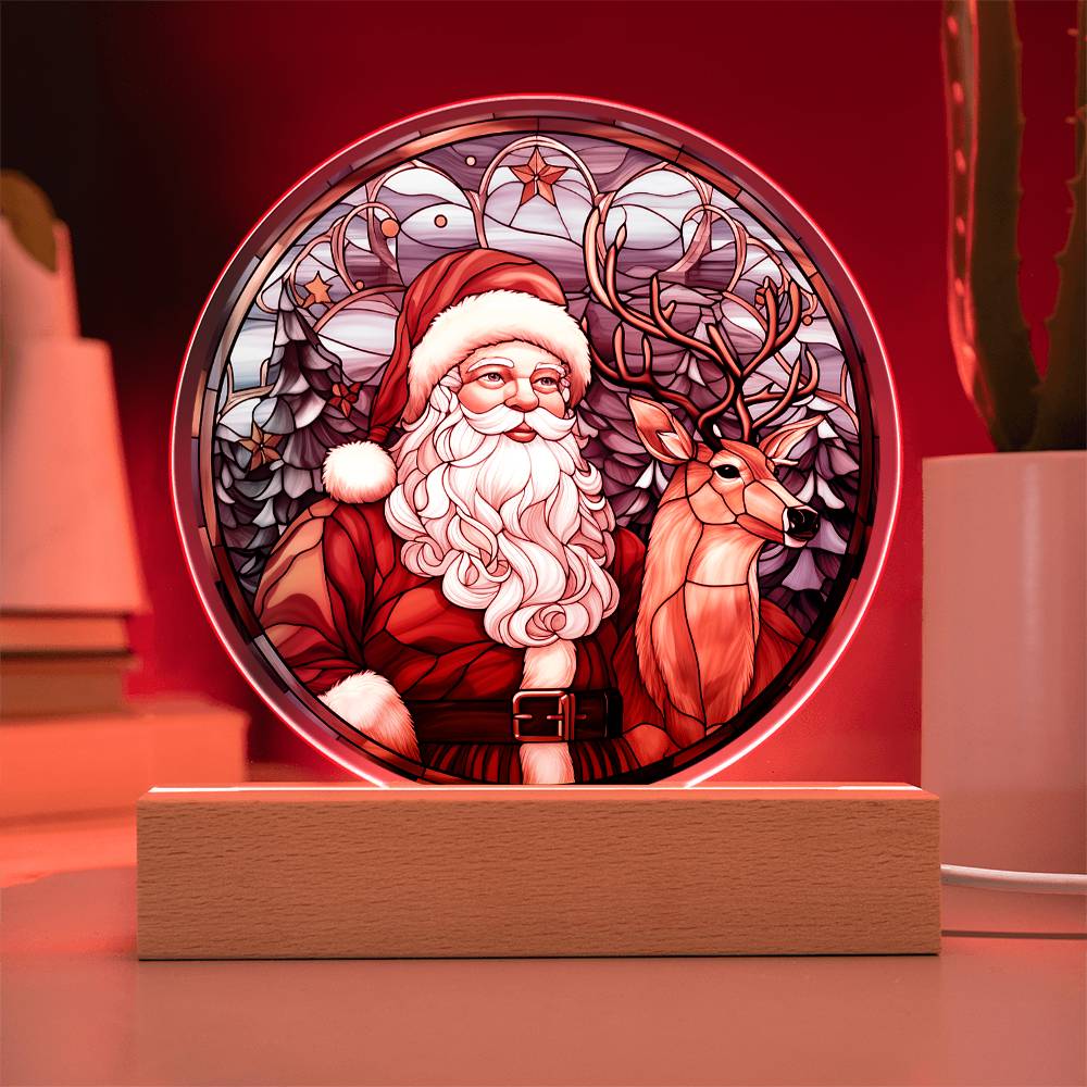 Santa and Reindeer - Acrylic Plaque