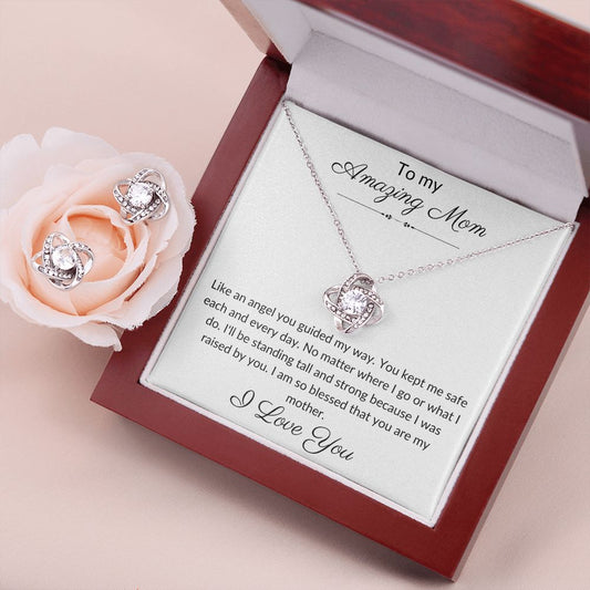Mom Guided Angel Love Knot and Earrings